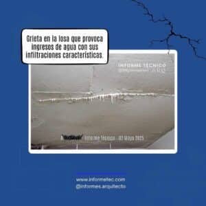 Grietas en losa detectadas durante un informe técnico estructural en CABA