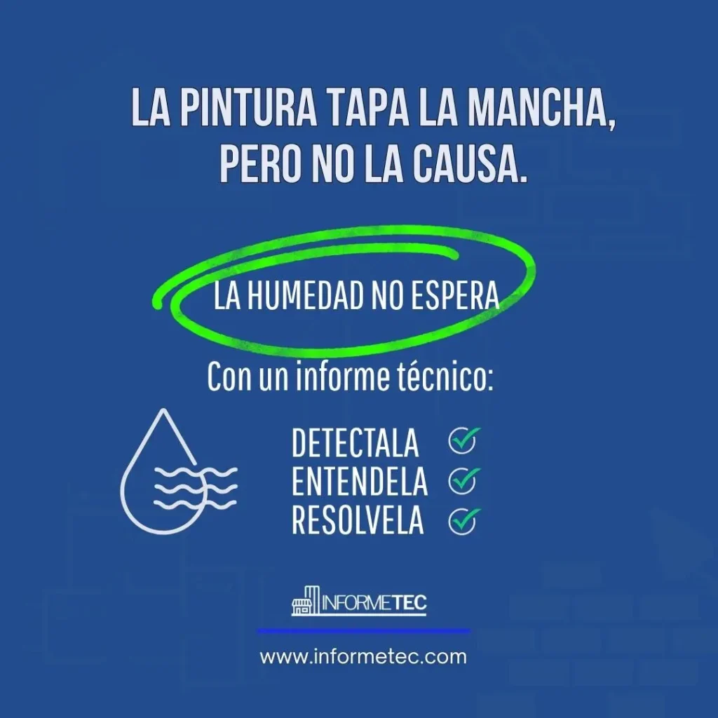La pintura tapa la mancha. Contacta a informetec que hacemos un informe técnico para que soluciones tu problema de humedad en techos y paredes
