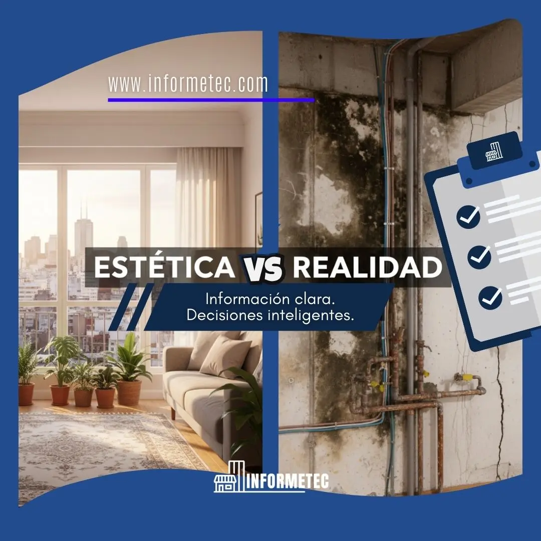 dos imágnes que muestran una foto estéticamente linda y otra con daños edilicios en las paredes.