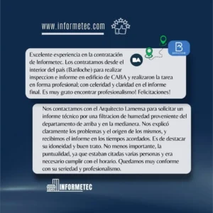 Opinión de un propietario de Bariloche sobre diagnóstico mediante informe técnico en CABA.