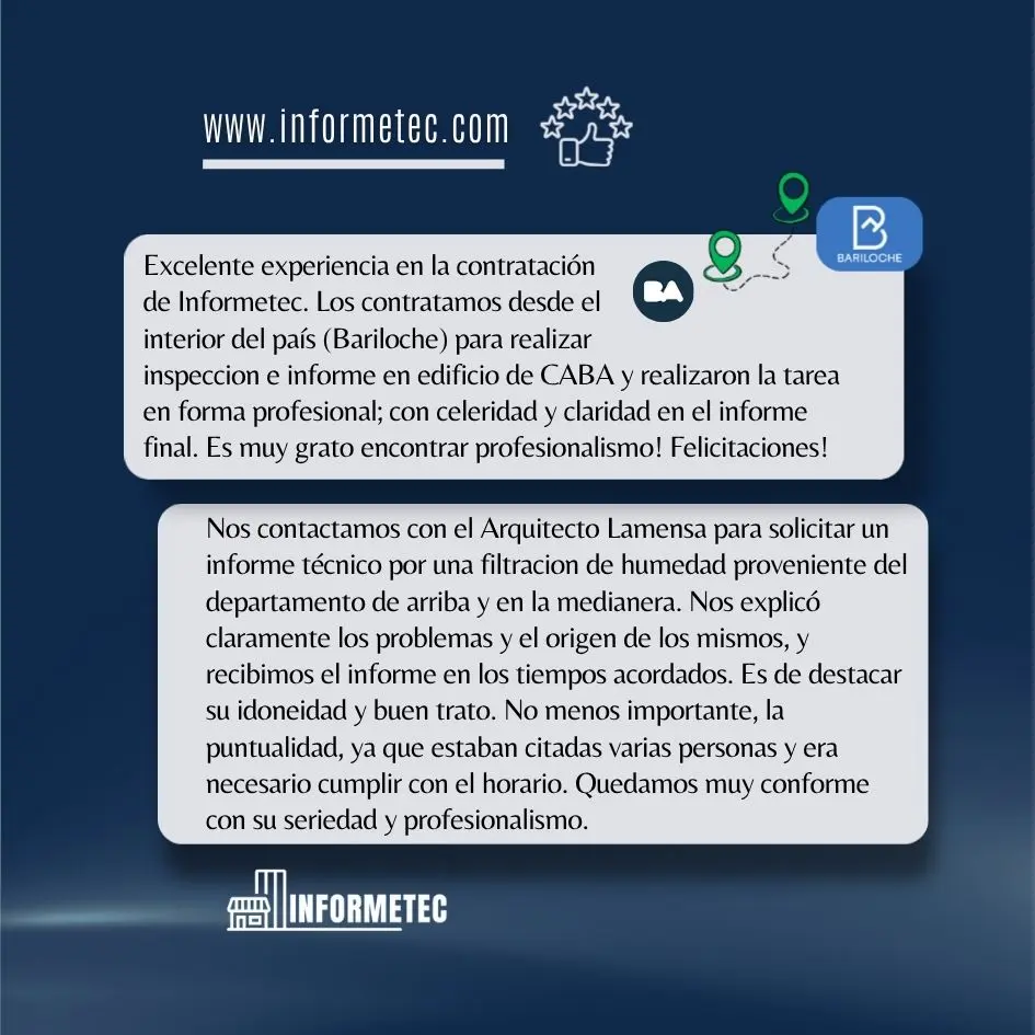 Opinión de un propietario de Bariloche sobre diagnóstico mediante informe técnico en CABA.