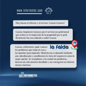 Reseña de cliente destacando desde Córdoba, destacando la confianza y el asesoramiento profesional del Arquitecto Gustavo Lamensa