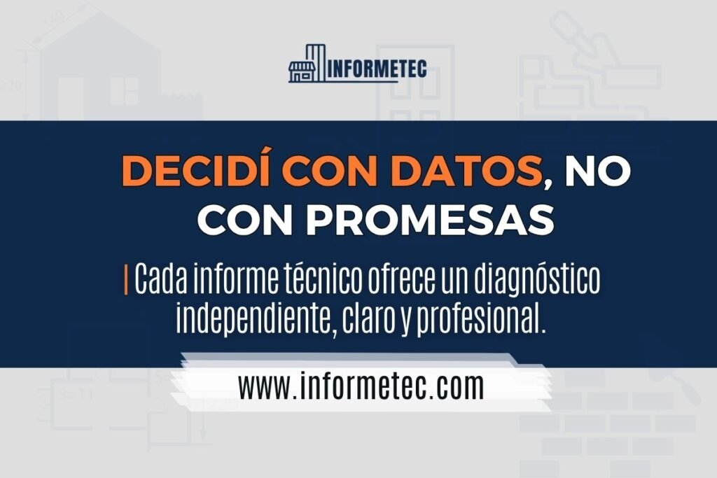 En cada informe tecnico de informetec contiene datos reales de tu inmueble.