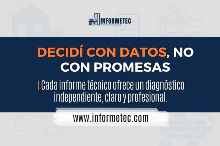 En cada informe tecnico de informetec contiene datos reales de tu inmueble.