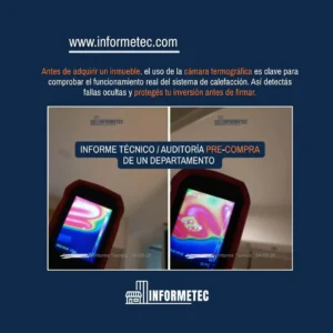 Registro con una cámara térmica verificando que funcione la losa radiante