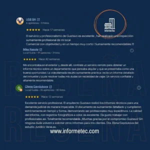 Perito arquitecto realizando informe técnico de inmuebles con validez legal para reclamos.