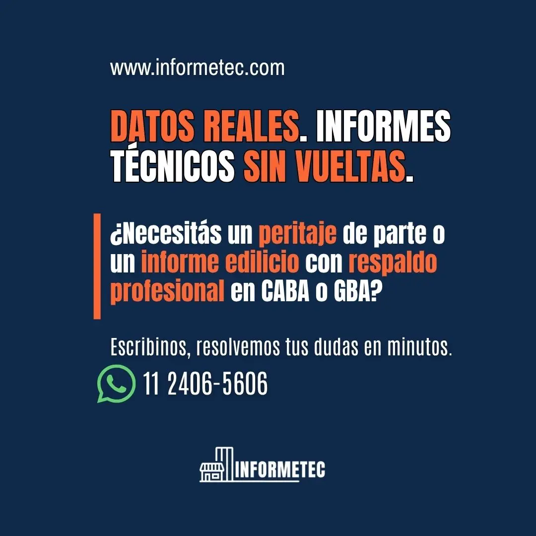 Informe técnico de inmuebles y peritajes edilicios de InformeTec en CABA y GBA.
